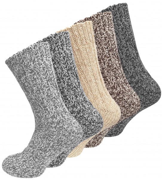 BRUBAKER Herren Norweger Socken Stricksocken Grau Schwarz Anthra 41-46 One Size 