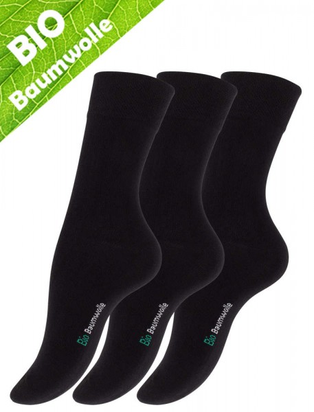 6 Paar Schwarze Damen Bio-Baumwoll Socken