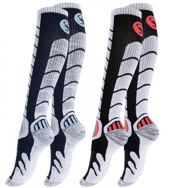 2 Paar Ski & Snowboard Socken mit Spezialpolsterung