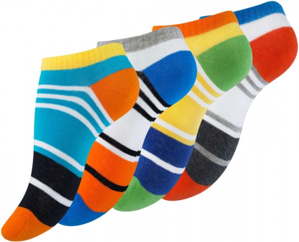8 Pairs of Ladies Ankle Socks in Color Block Design