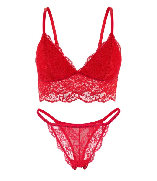 String und BH mit Spitze - Lacy Thong & Bralette