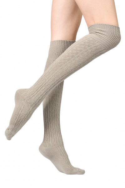 Women's knee high lenght Boot Socks with cable knitt