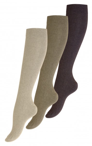 3 Pairs of Womens-Ladies Knee High Socks, Soft Loop Cuff