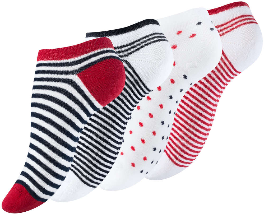 Damen Socken Strümpfe Maritim Motive Gr 35-42 mit Baumwolle rot marine weiß