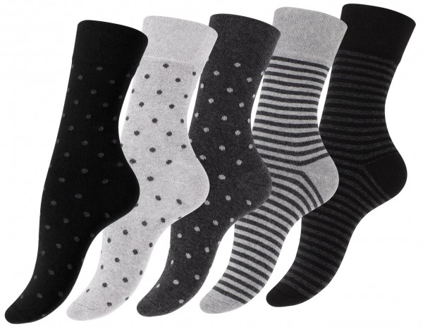 10 Paar Damensocken - Dot´s and Stripes -