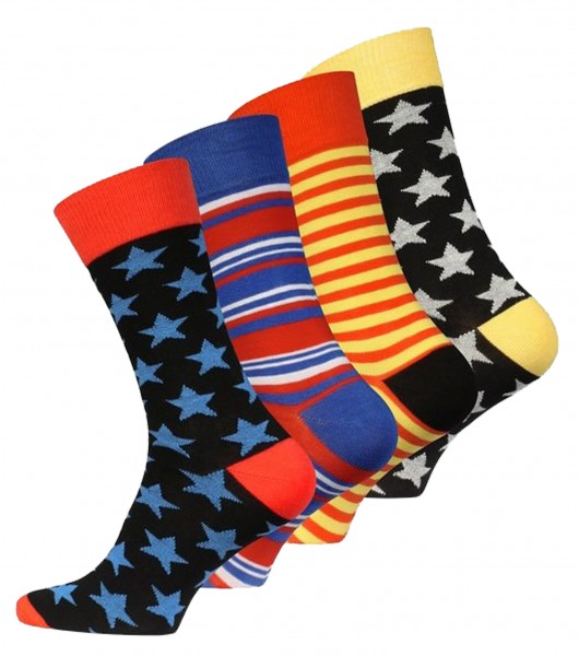 4 Paar Herren Socken -Stars and Stripes-, One Size (41-45)