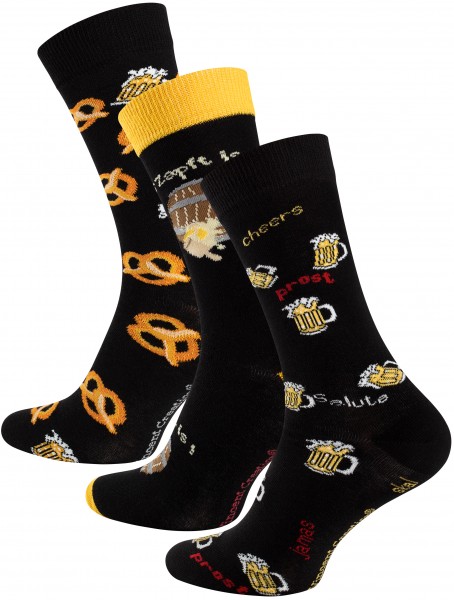 3 Pairs of Fun Socks "BEER" - One Size 7,5-10,5