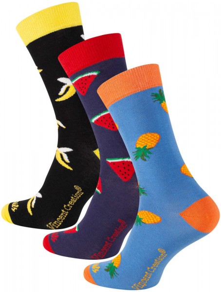 3 pairs of colorful fruit socks - one size