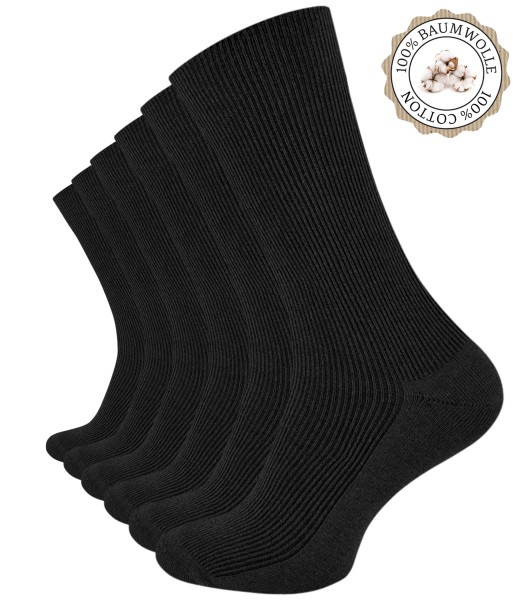6 Paar 100% Baumwoll-Socken, Handgekettelte Zehennaht