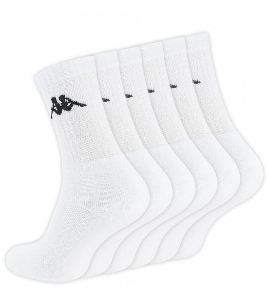 6 pairs Orginal Kappa Crew Socks, black or white