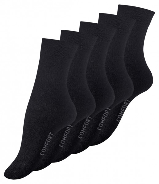 10 Pair Ladies Socks, black plain, loose top