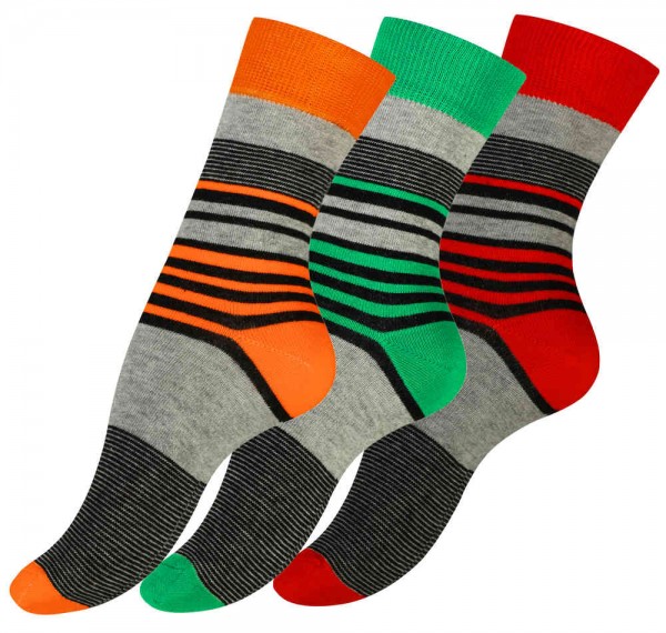 3 Paar -Candy Strips- Damen Socken