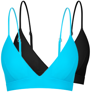 Triangle Bikinitop in Blau oder Schwarz mit verstellbaren Spaghettiträgern