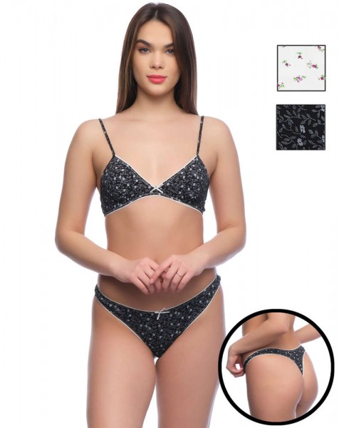 Yenita® "Cotton Enjoy" Lingerie Set, soft bra and thong