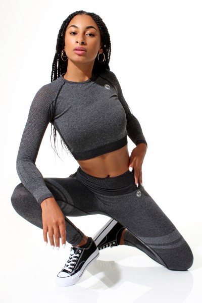 Sportset Longsleeve Crop Top & High-Waisted Leggings