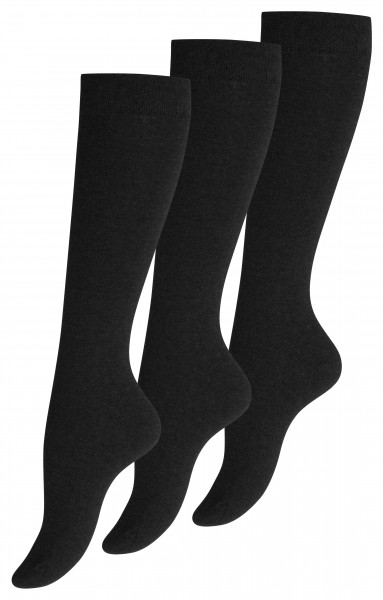 3 Pairs women's / Ladies knee high Plain Cotton Socks, seamless toes