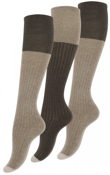 3 pair Ladies Knee High Socks, Soft Loop Cuff