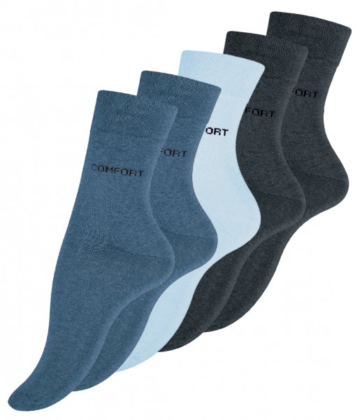 10 Pack Ladies Cotton Socks"COMFORT" Jeanblue, non elastic