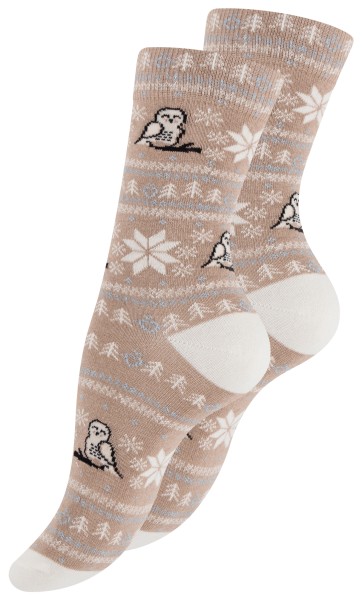 Eulen Socken - Beige