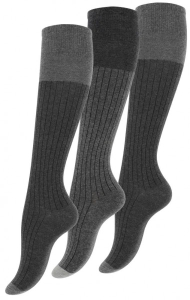 3 pair Ladies Knee High Socks, Soft Loop Cuff