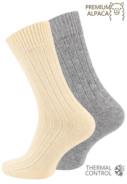 2 Paar Alpaka Socken, Unisex Wollsocken