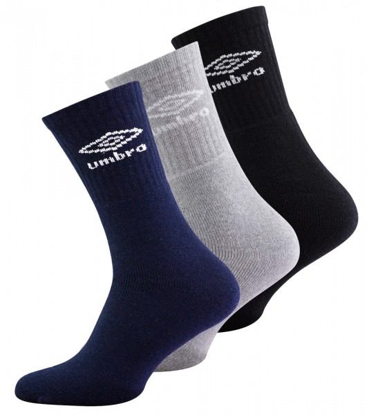 3 Pair original UMBRO Sport socks, black or assorted