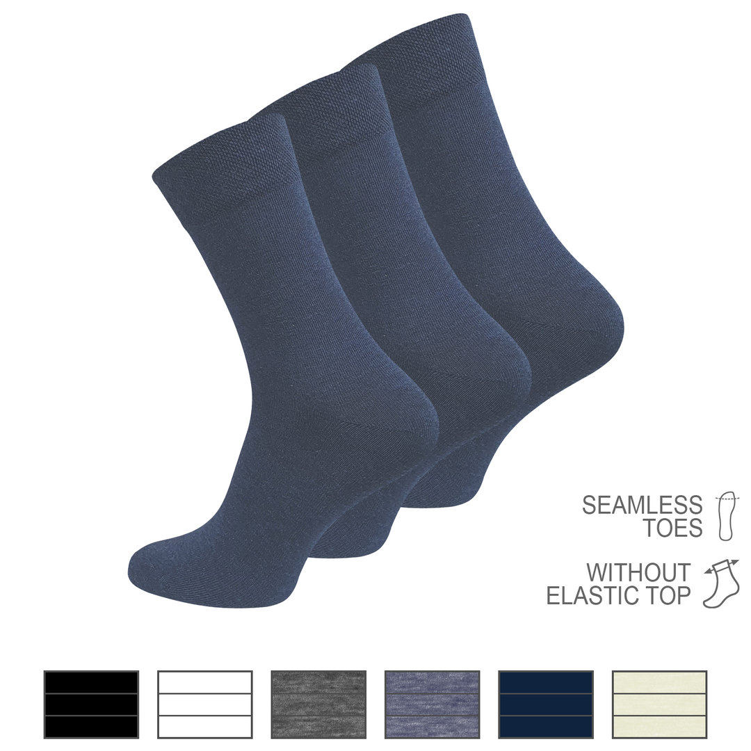 6 Paar Herren Diabetiker Socken druckfreie Spitze ohne Gummibund | 