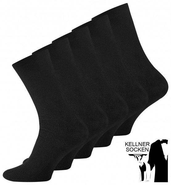 10 Paar schwarze Herren Kellner Socken, Baumwolle