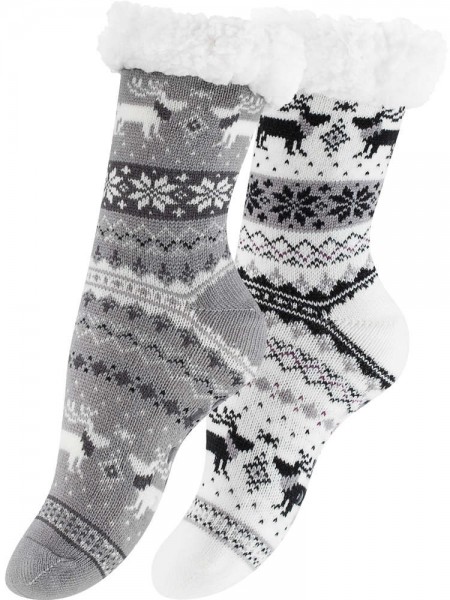 Women Warm Thick Fair Isle Knit Slipper Sock