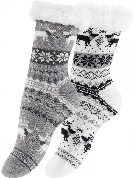 Hüttensocken mit ABS-Sohle im Norwegerdesign